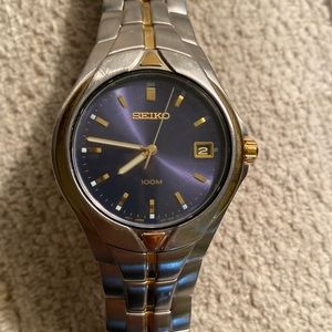 Mens Vintage Blue Face SEIKO Stainless Steel Watch